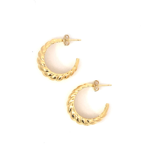 large puffed twist post hoop earrings