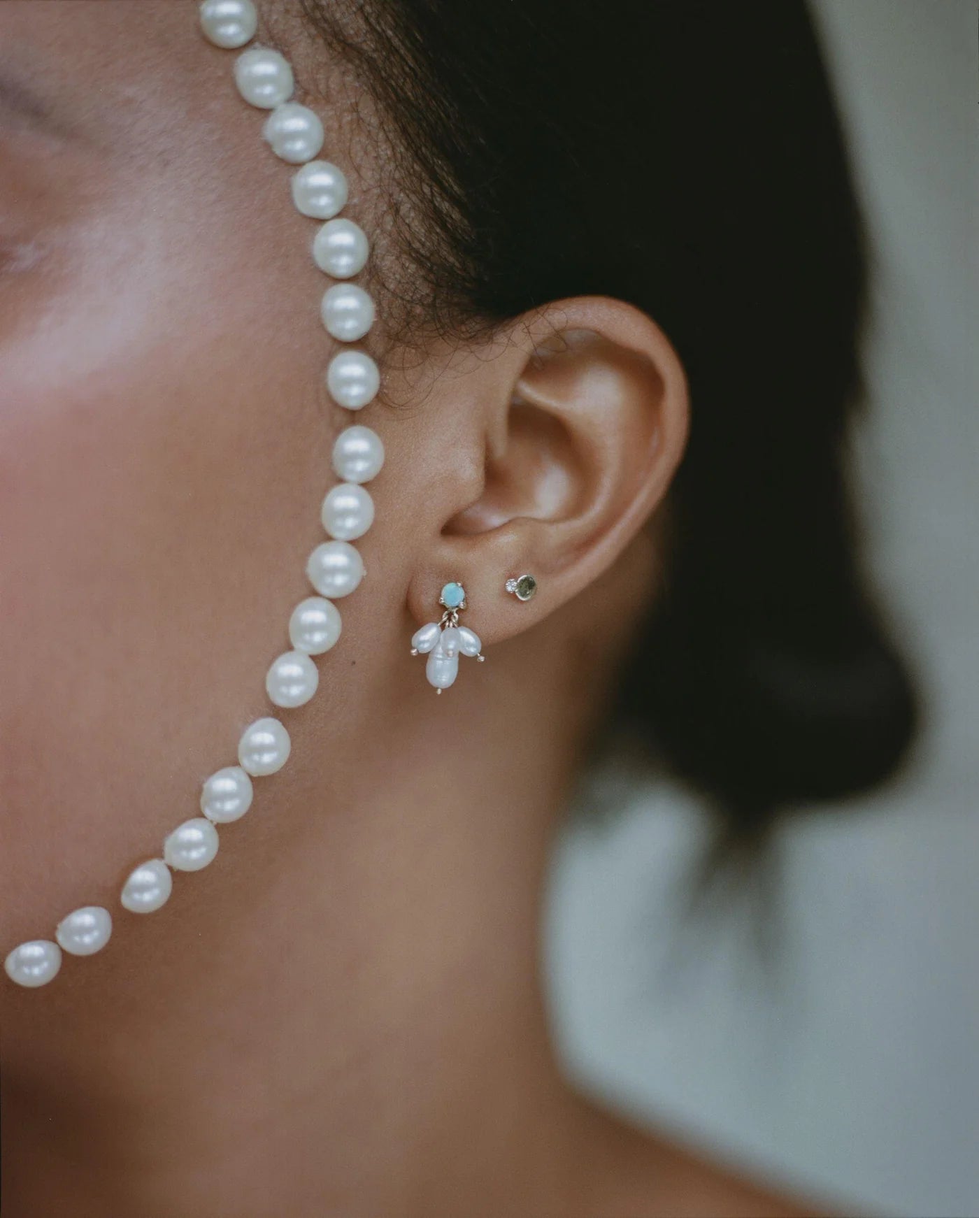 wwake / cloudburst earring - opal + pearl - single