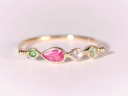 simple ring band - tsavorite garnet + spinel + sapphire + tourmaline