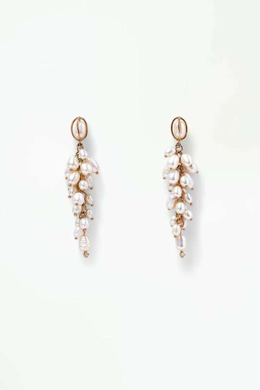 wwake / shadow earrings - diamond + pearl