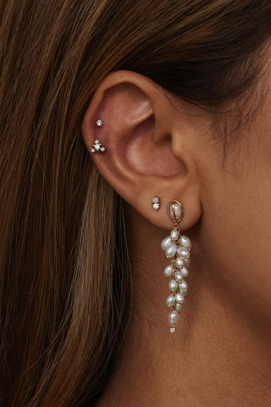 wwake / shadow earrings - diamond + pearl