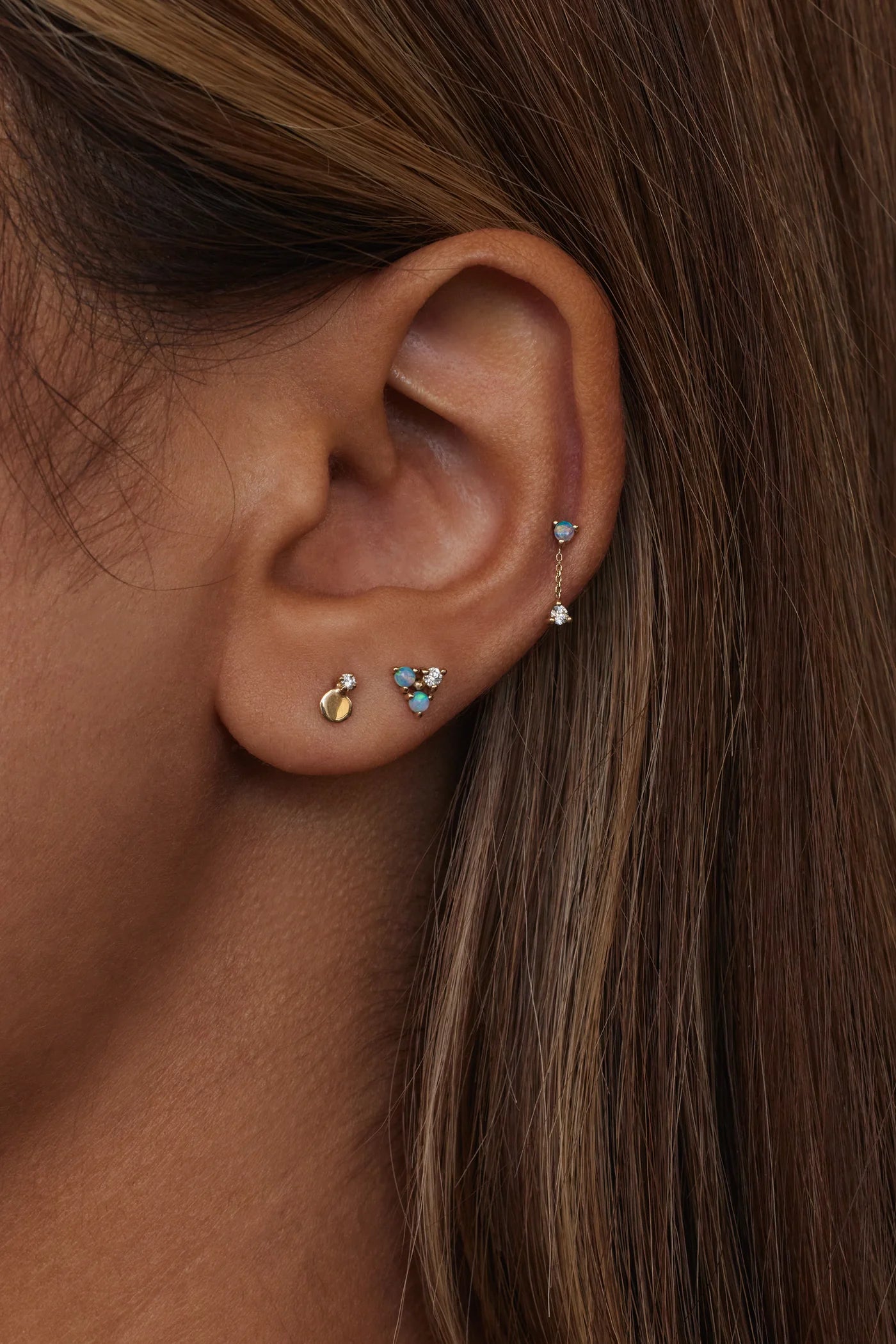 wwake / small disc stud earring - diamond - single