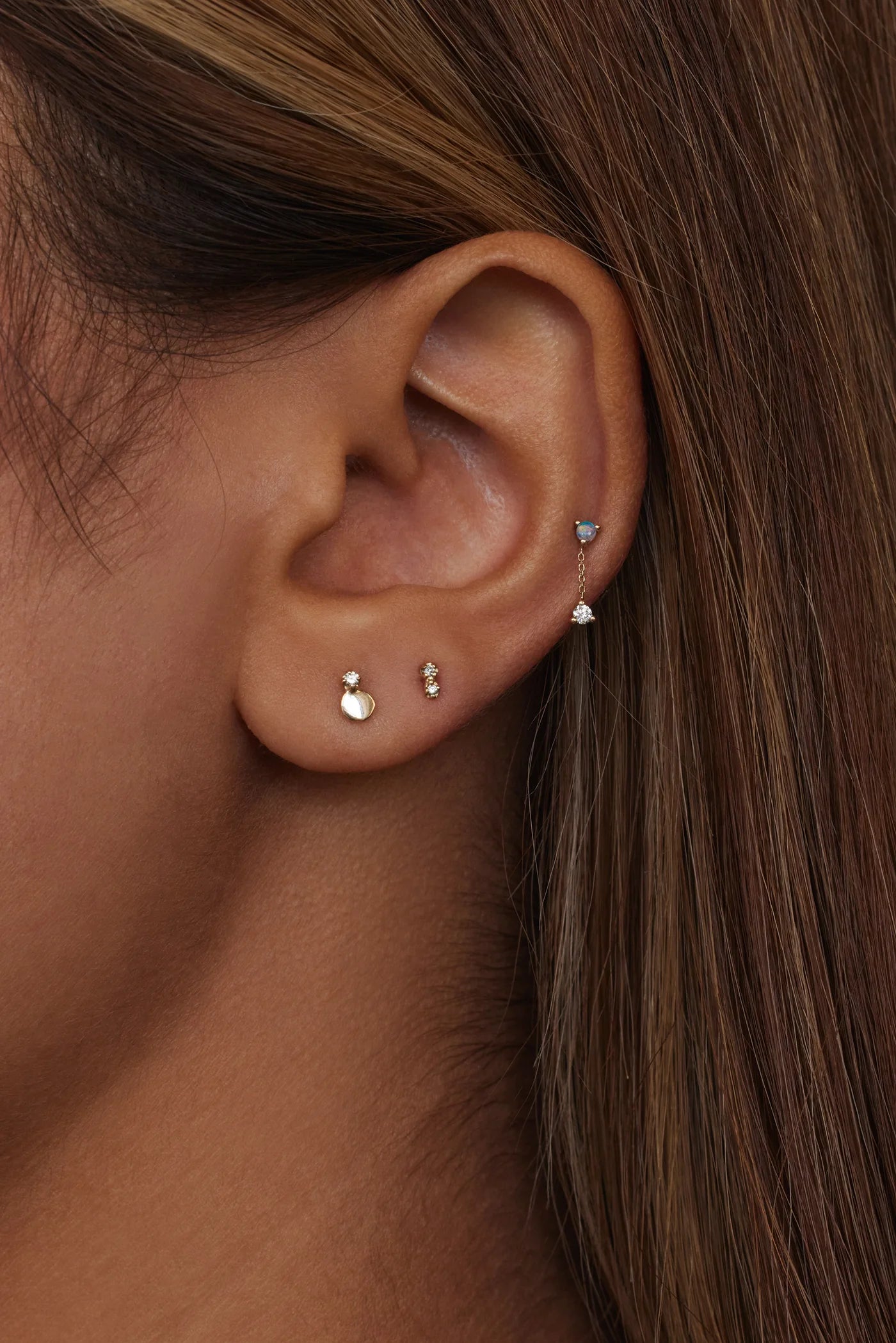 wwake / small disc stud earring - diamond - single