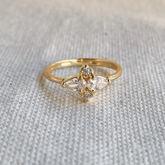 flower stone ring - cz