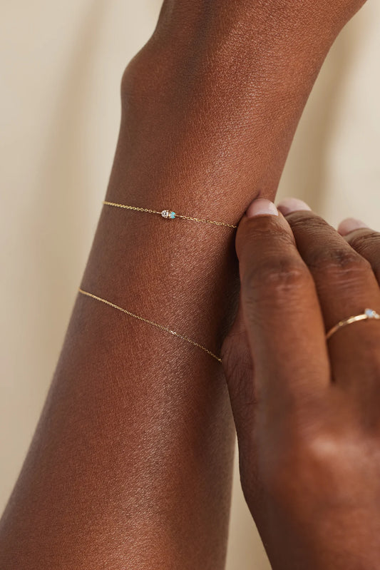 wwake / two-step bracelet - opal + diamond