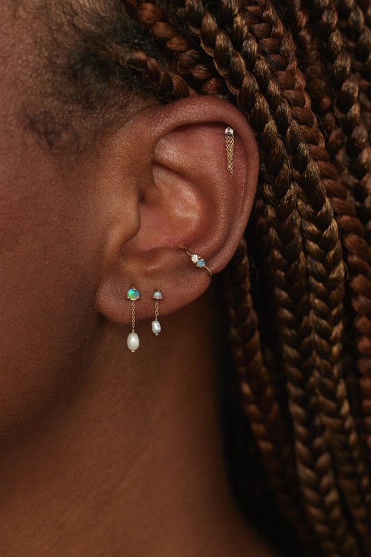 wwake / large shower earrings - opal + pearl