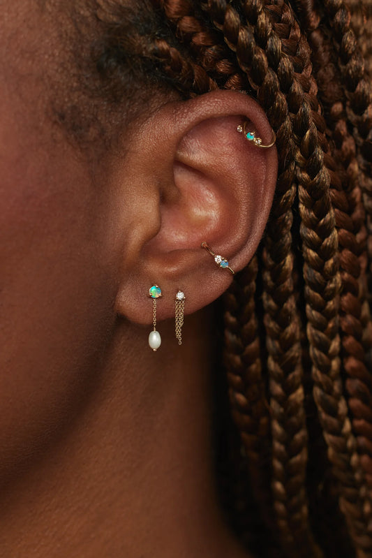 wwake / large shower earrings - opal + pearl
