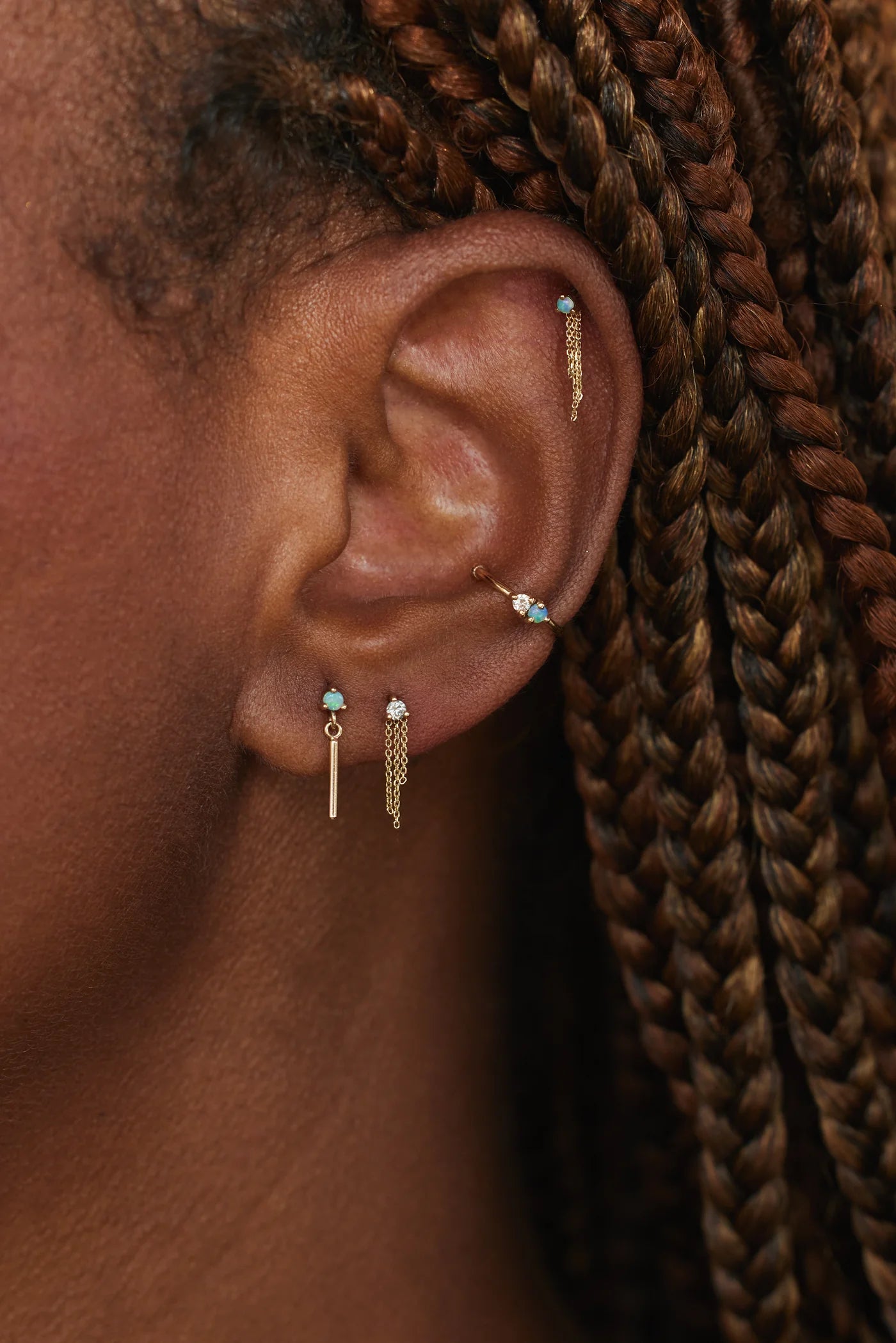 wwake / opal bar link earrings