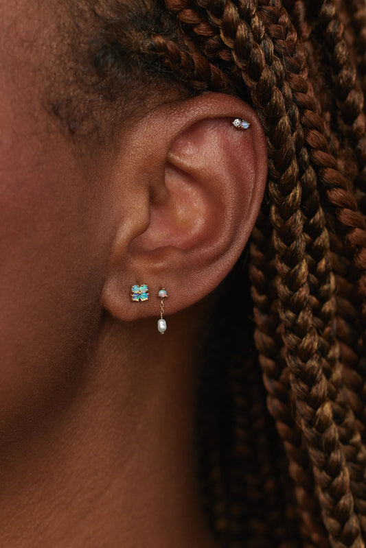 wwake / small shower earrings - opal + pearl