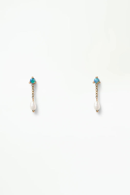 wwake / small shower earrings - opal + pearl