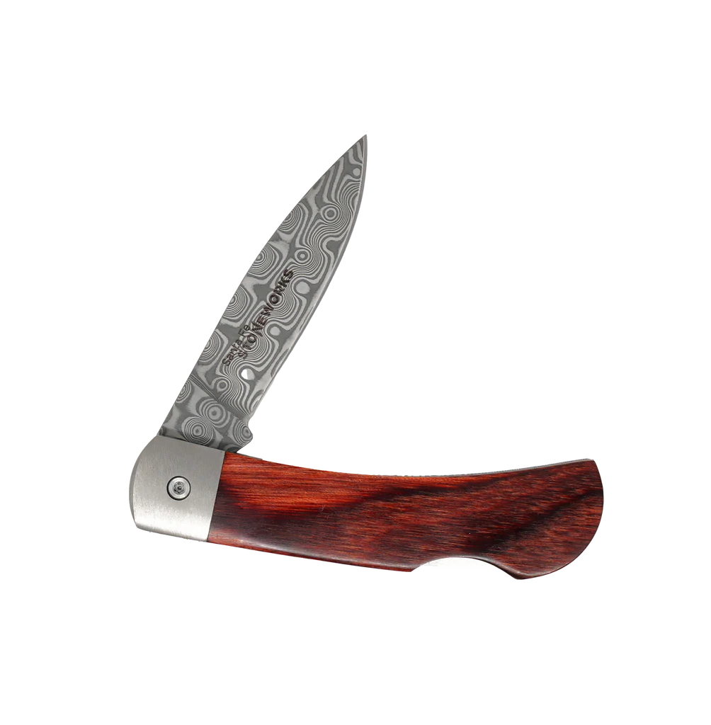 santa fe stoneworks / vein turquoise titanium damascus lockback knife - 3"