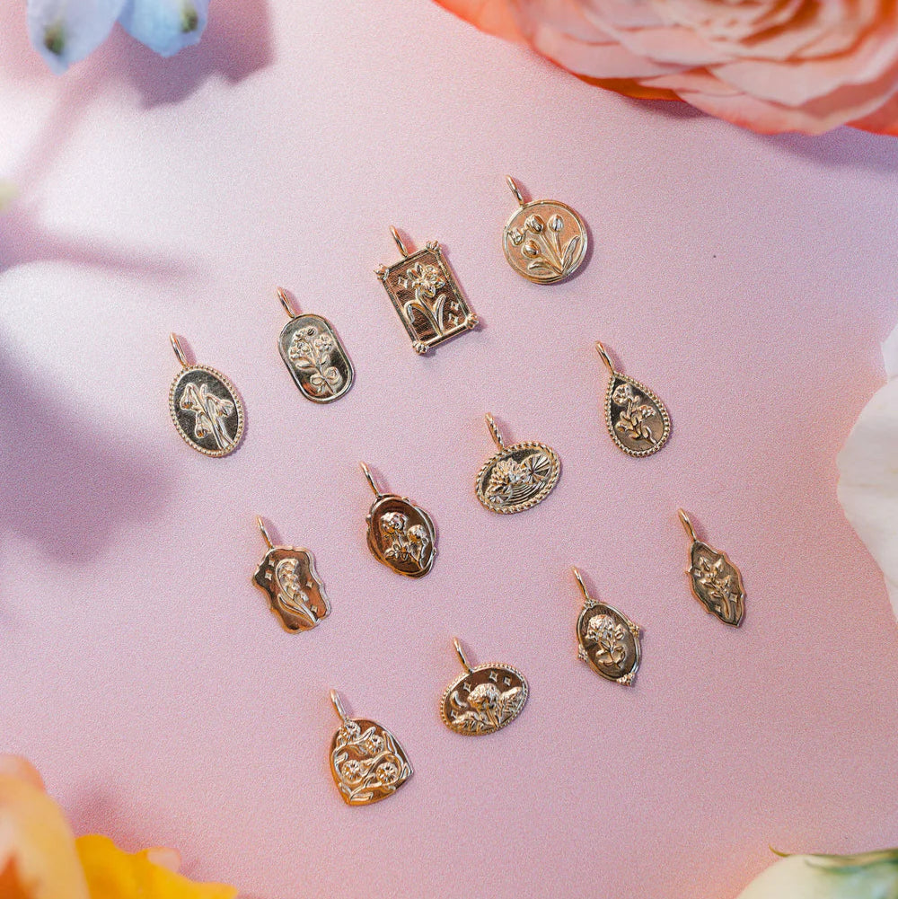 flower pendant charm - snowdrop (january)