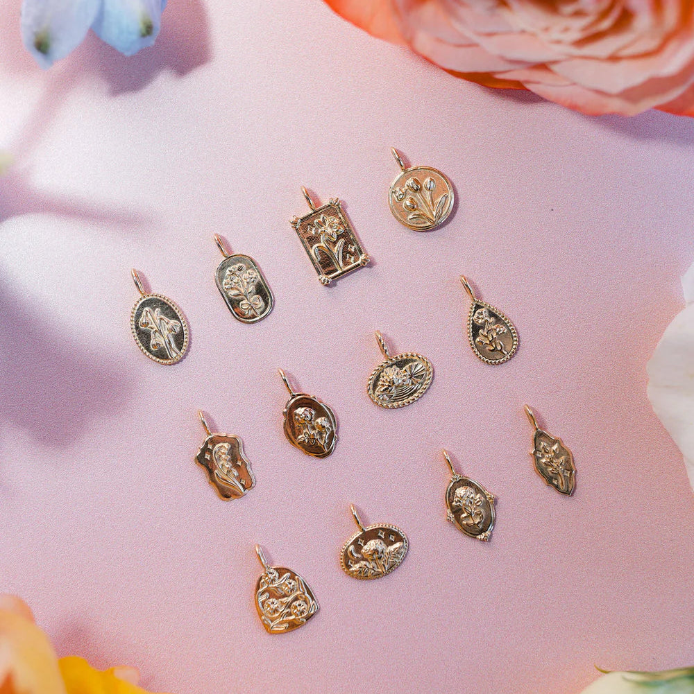 flower pendant charm - tulip (april)