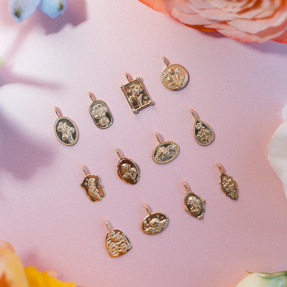 flower pendant charm - lily of the valley (may)