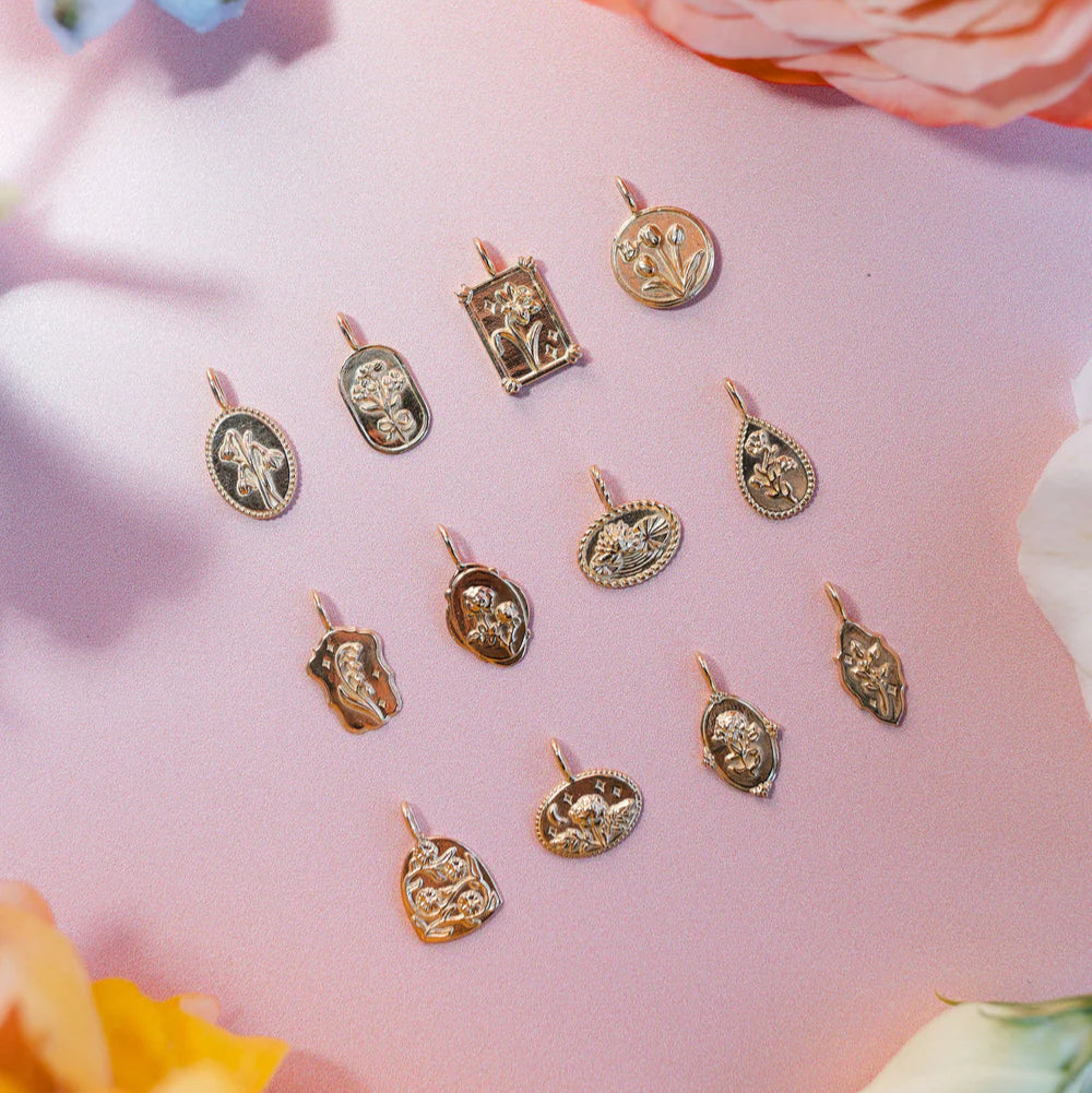 flower pendant charm - rose (june)