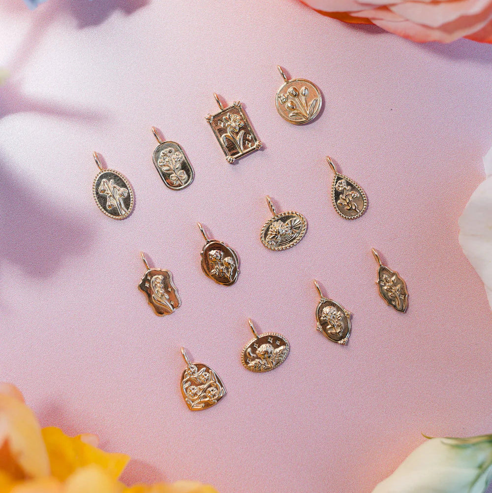 flower pendant charm - peony (november)