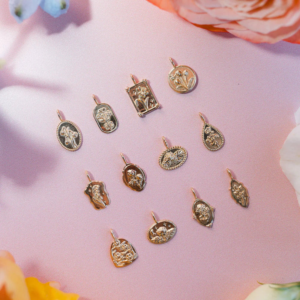 flower pendant charm - primrose (february)