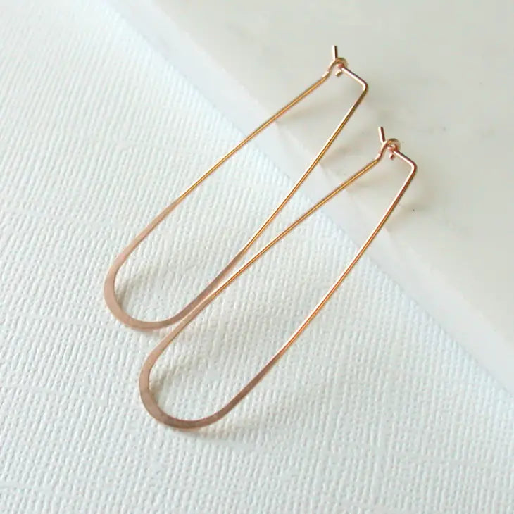 slender teardrop shape hoop earrings