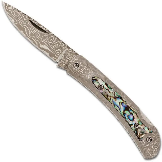 santa fe stoneworks / damascus pocket knife - 3"