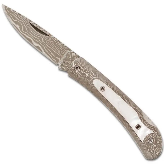 santa fe stoneworks / damascus pocket knife - 3"