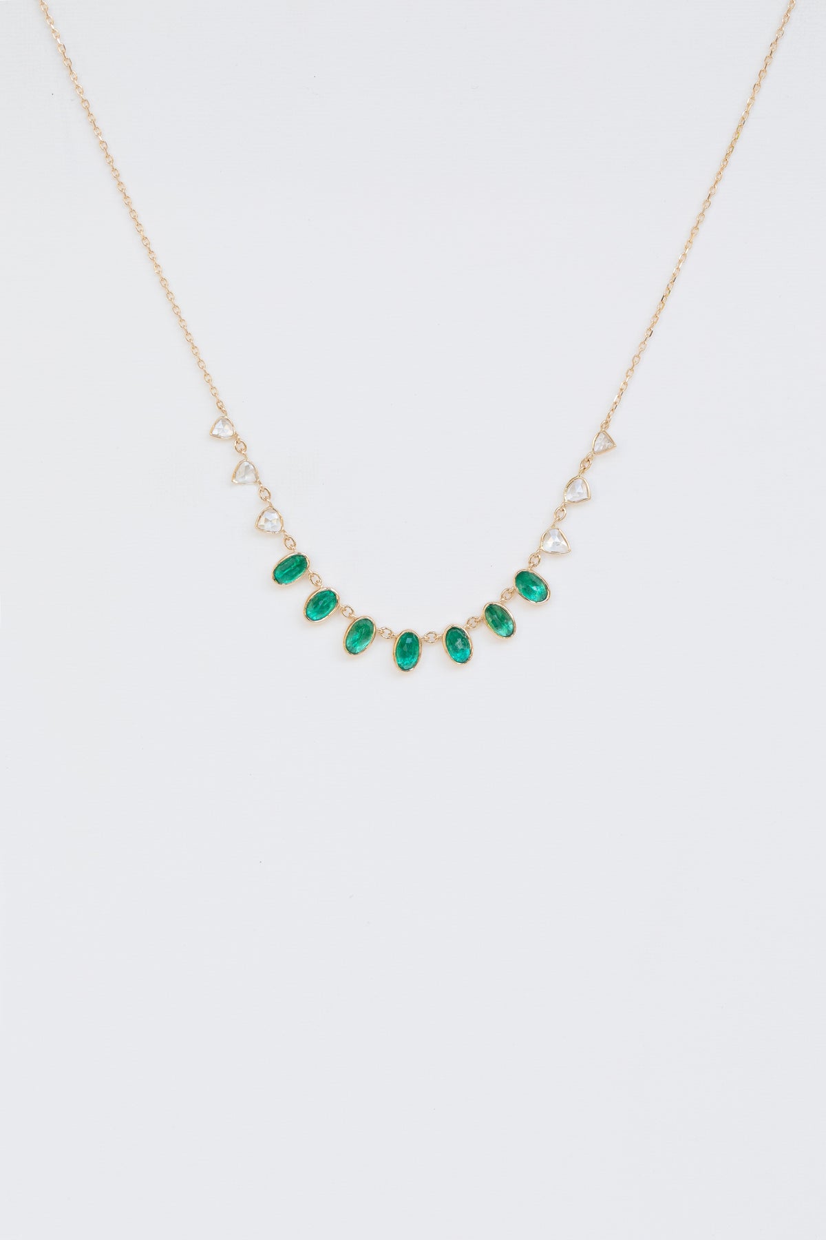 multi emerald & rose-cut diamond necklace