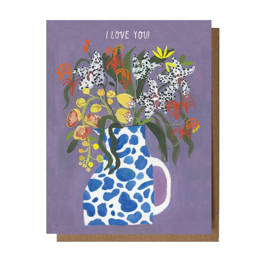 i love you cow lily card