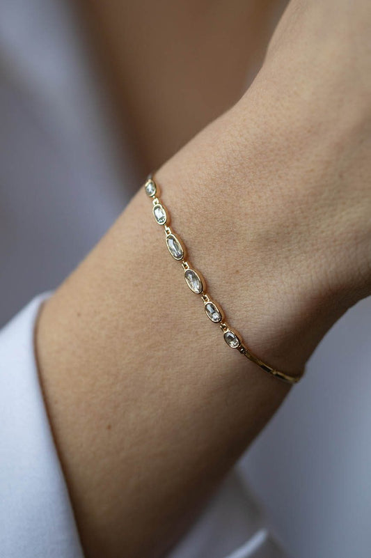 articulated link chain bracelet - grey diamond