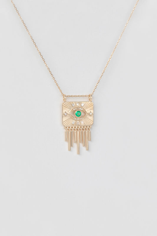 emerald eye & diamond plate necklace