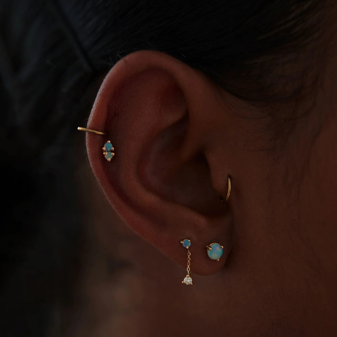 wwake / large opal stud earrings