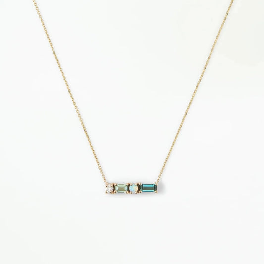 wwake / pillar necklace - opal + diamond + tourmaline