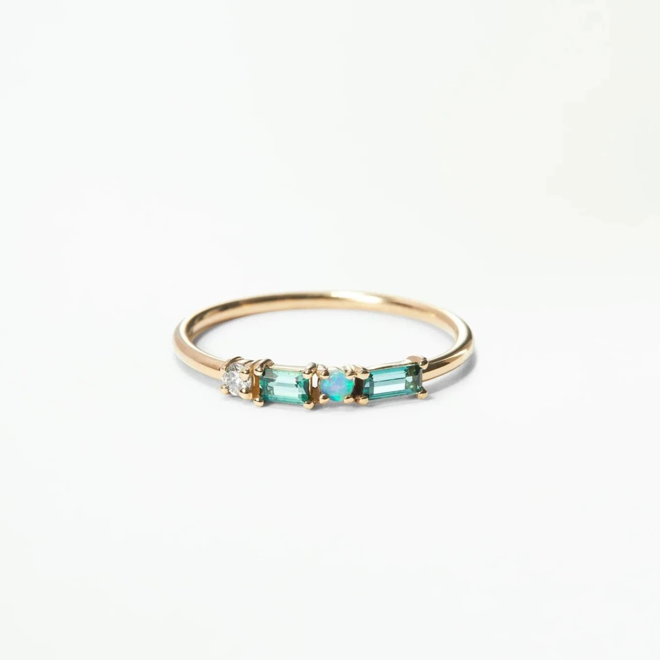 wwake / pillar ring - tourmaline + opal + diamond