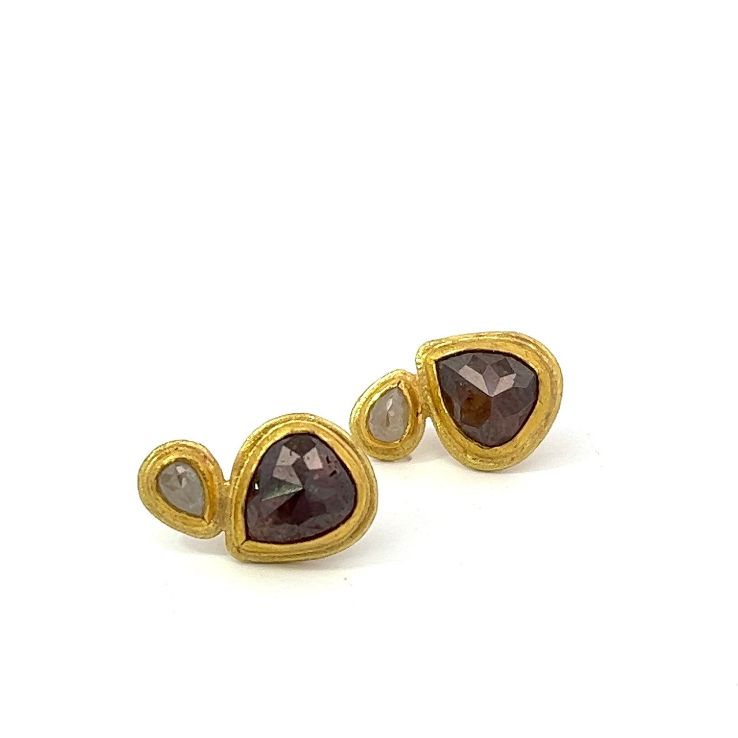 rose-cut teardrop diamonds framed stud earrings
