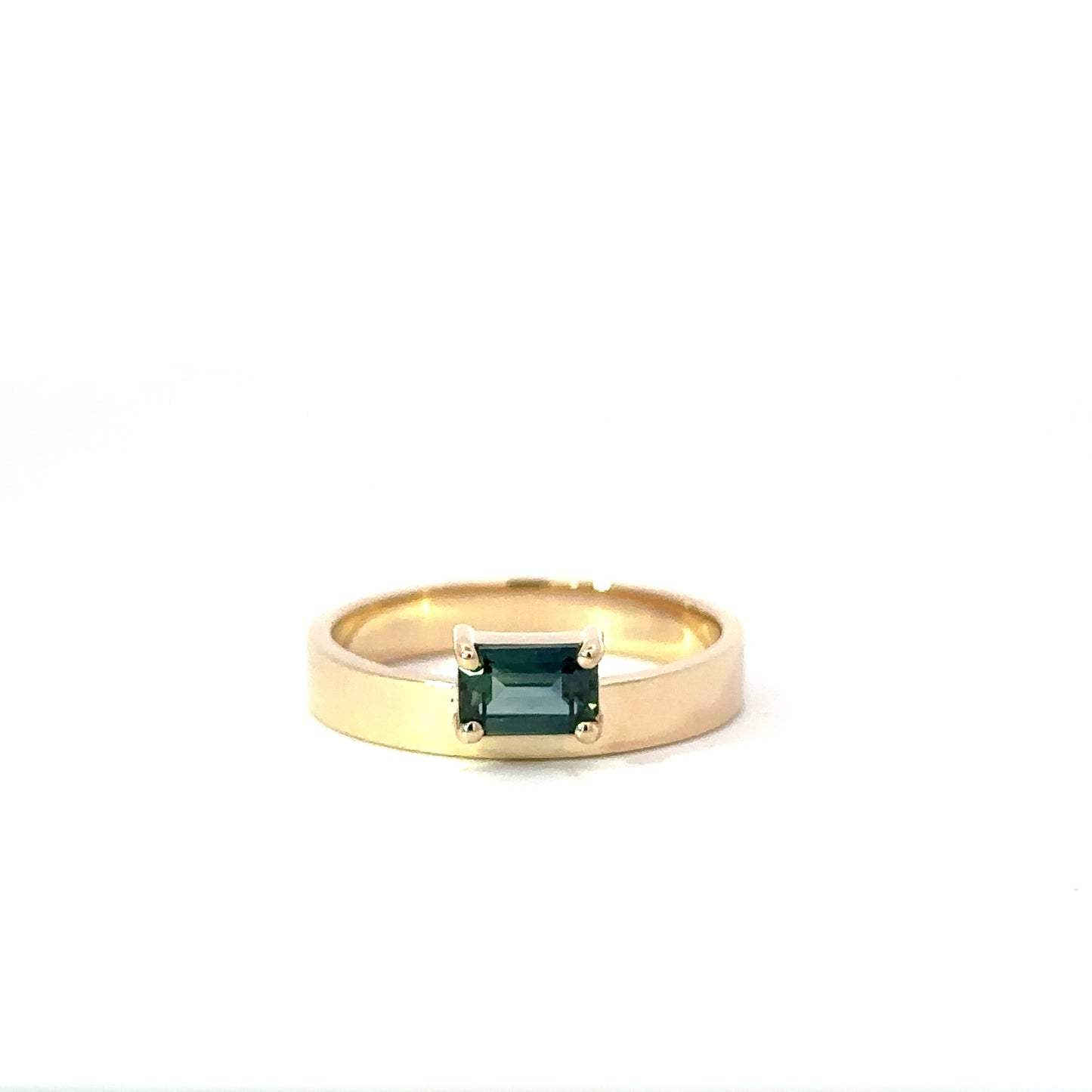 wwake / medium horizontal emerald sapphire monolith ring