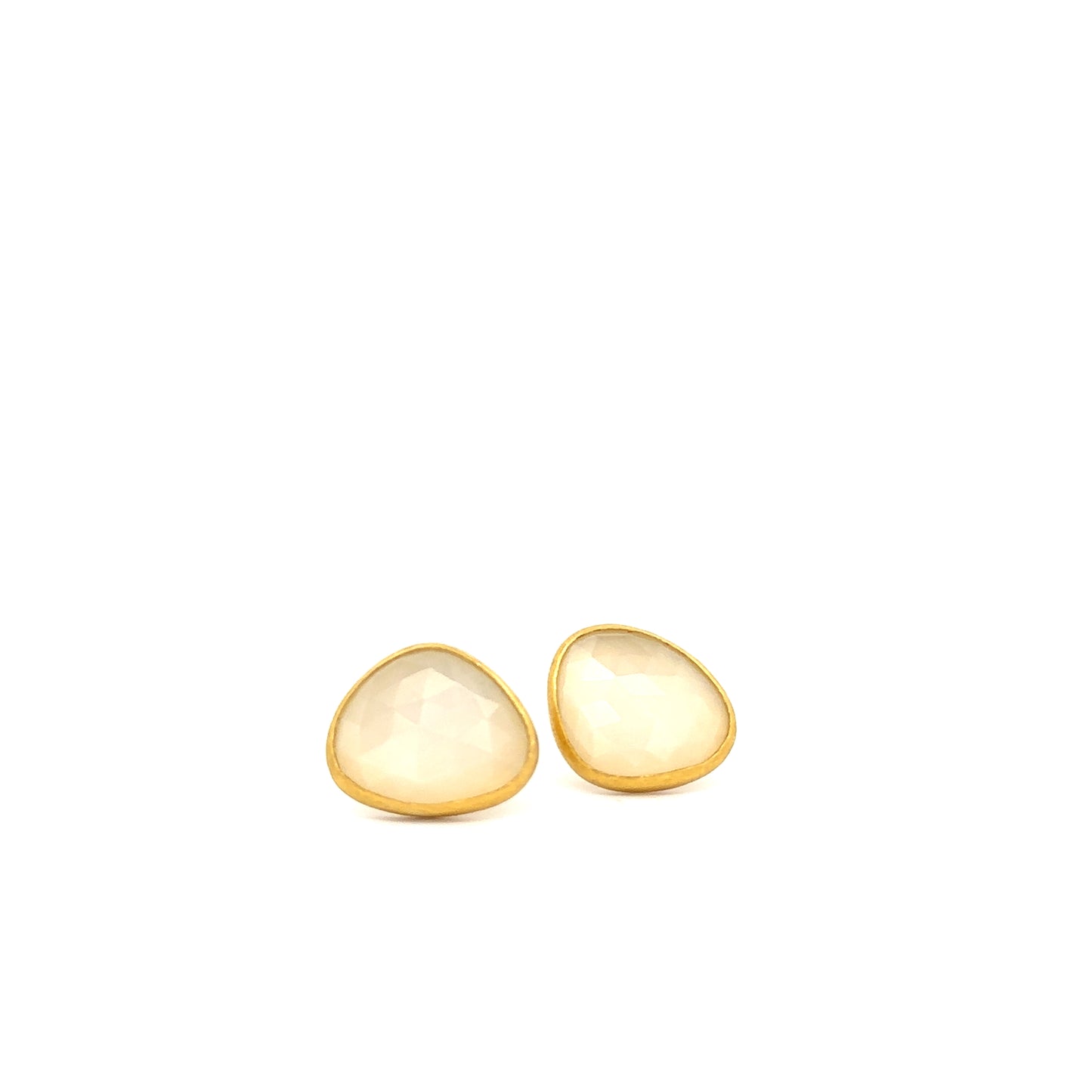 moonstone rose-cut cabochon stud earrings