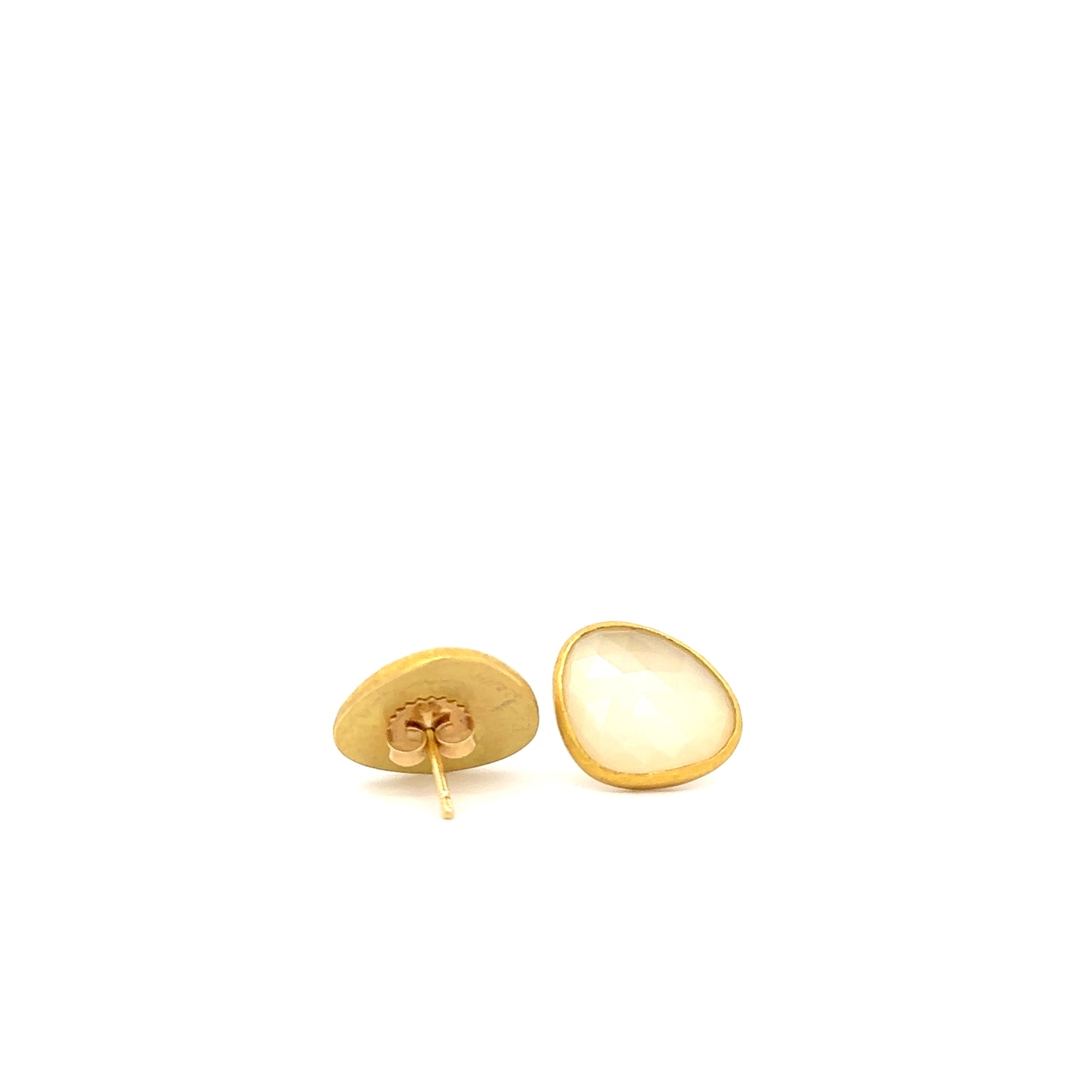 moonstone rose-cut cabochon stud earrings