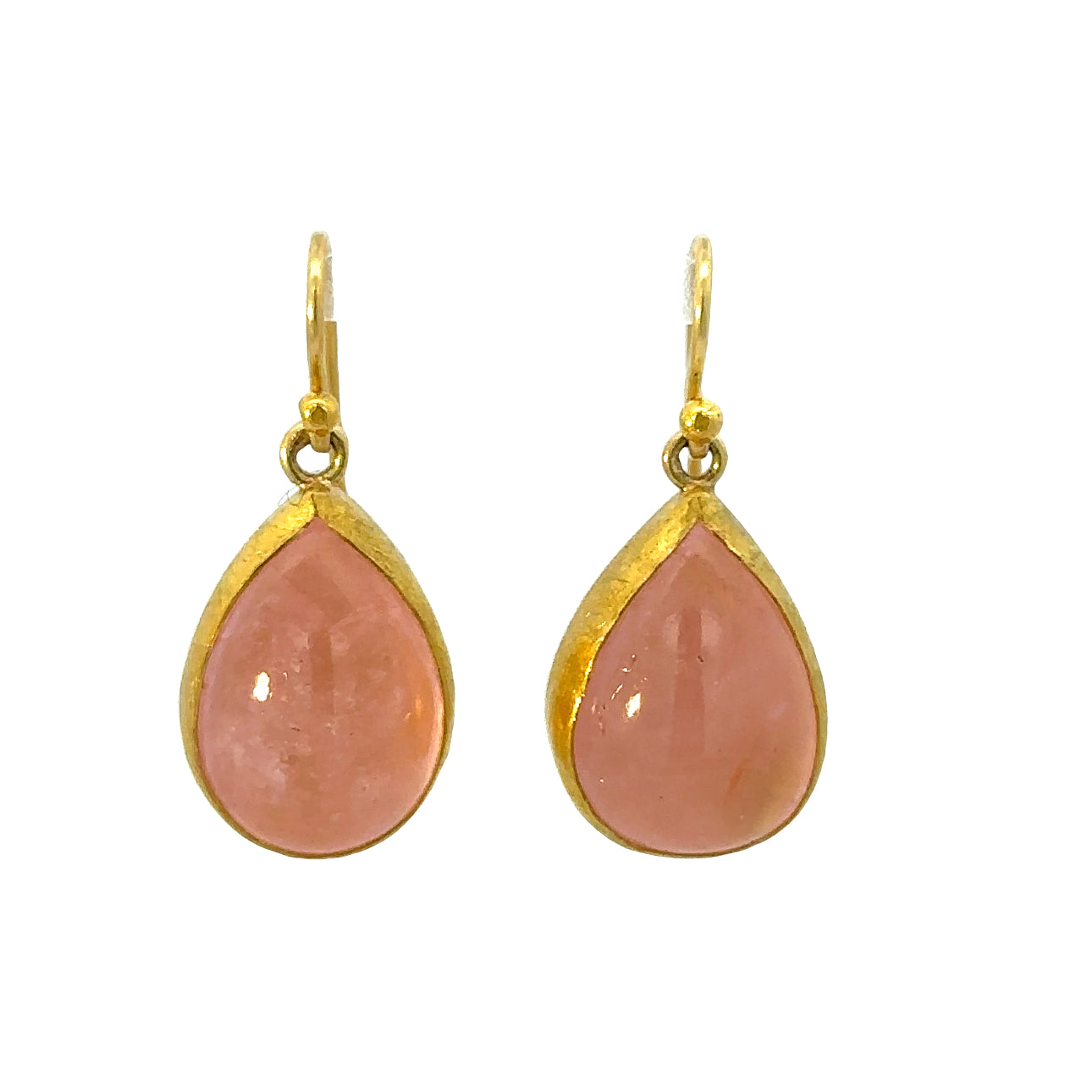 morganite cabochon teardrop dangle earrings