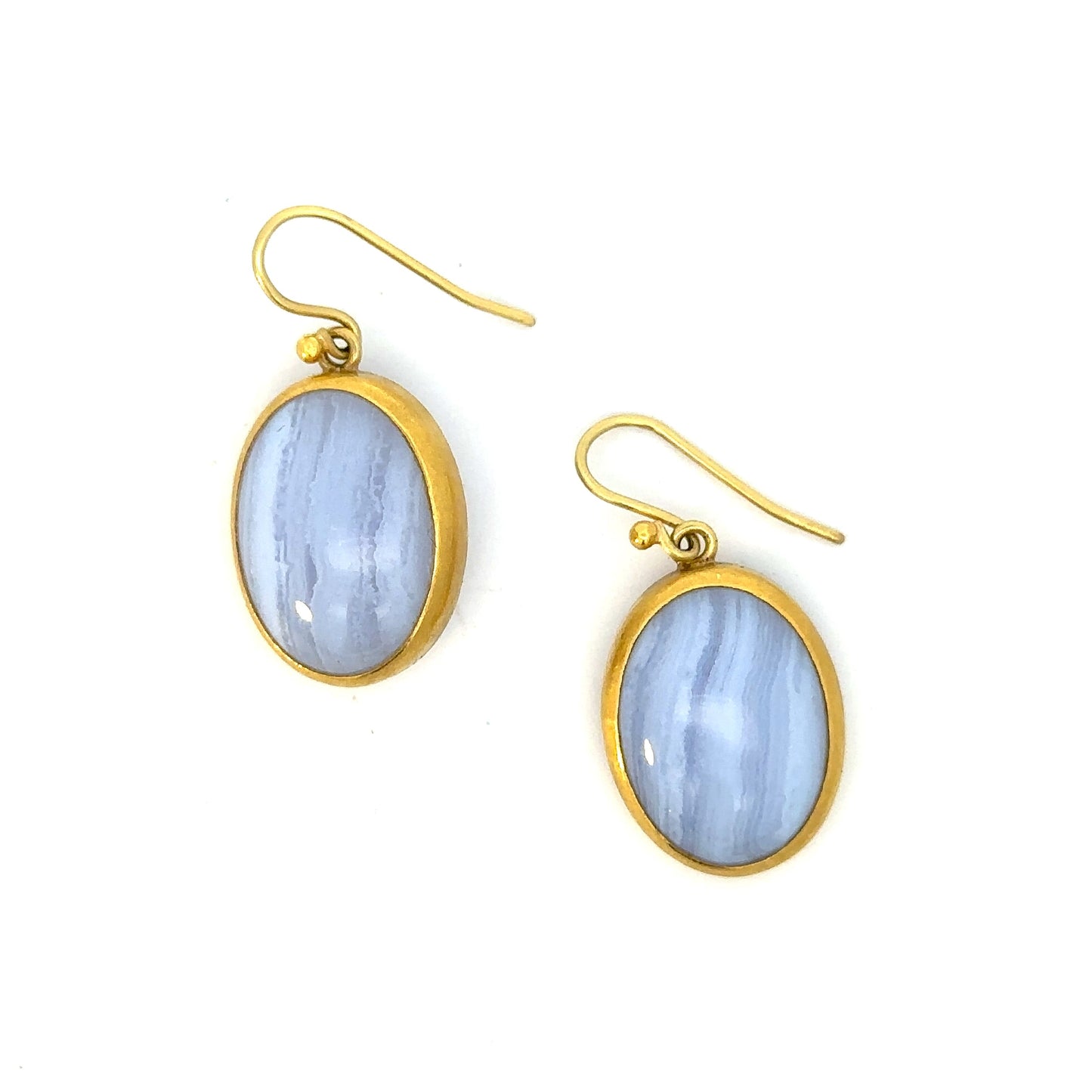chalcedony cabochon oval dangle earrings
