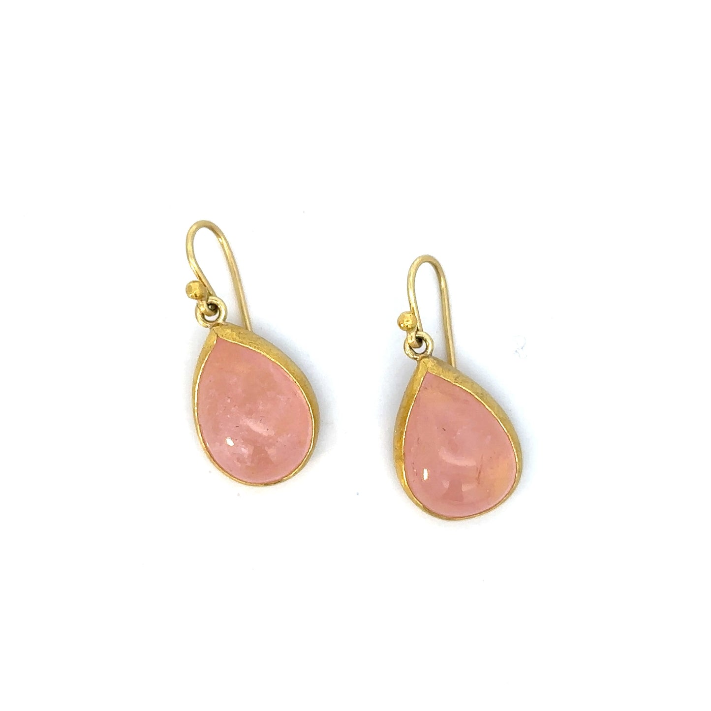 morganite cabochon teardrop dangle earrings