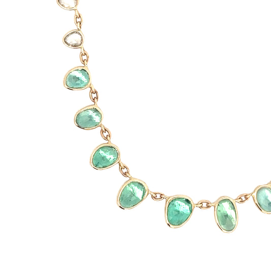 multi emerald & champagne diamonds necklace
