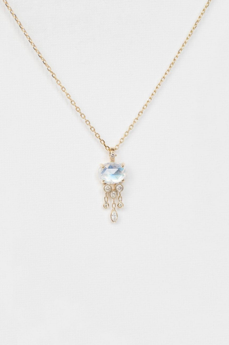 moonstone & dangling diamonds jellyfish necklace