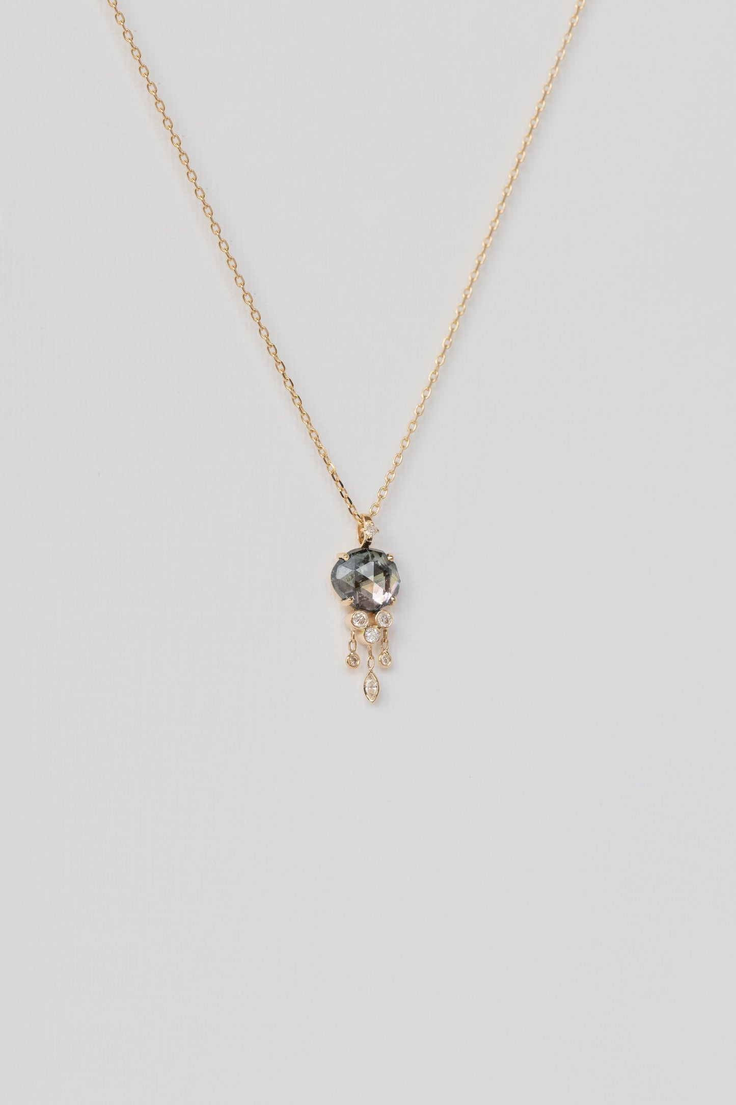 smoky tourmaline & dangling diamonds jellyfish necklace