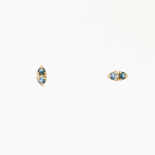 wwake / two-step stud earrings - sapphire