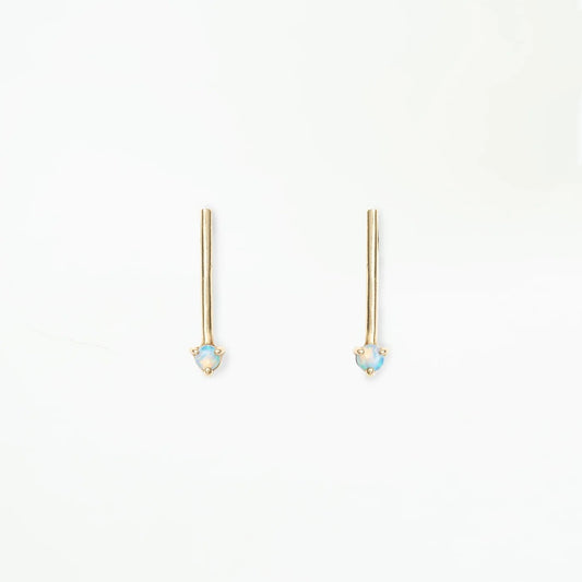 wwake / one-step bar stud earrings - opal