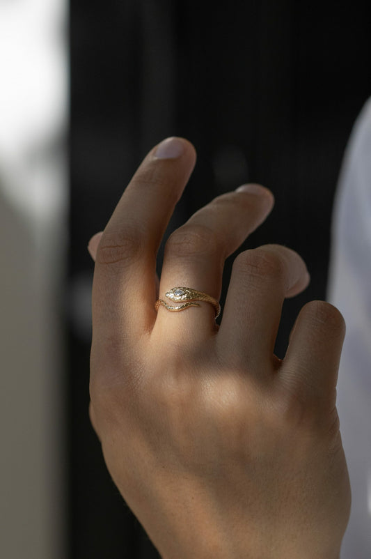 cobra teardrop diamond ring