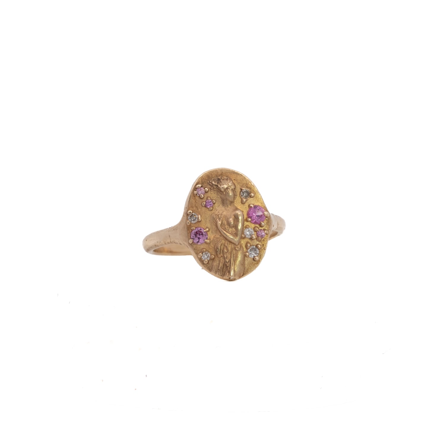 figure ring - pink sapphire + diamond