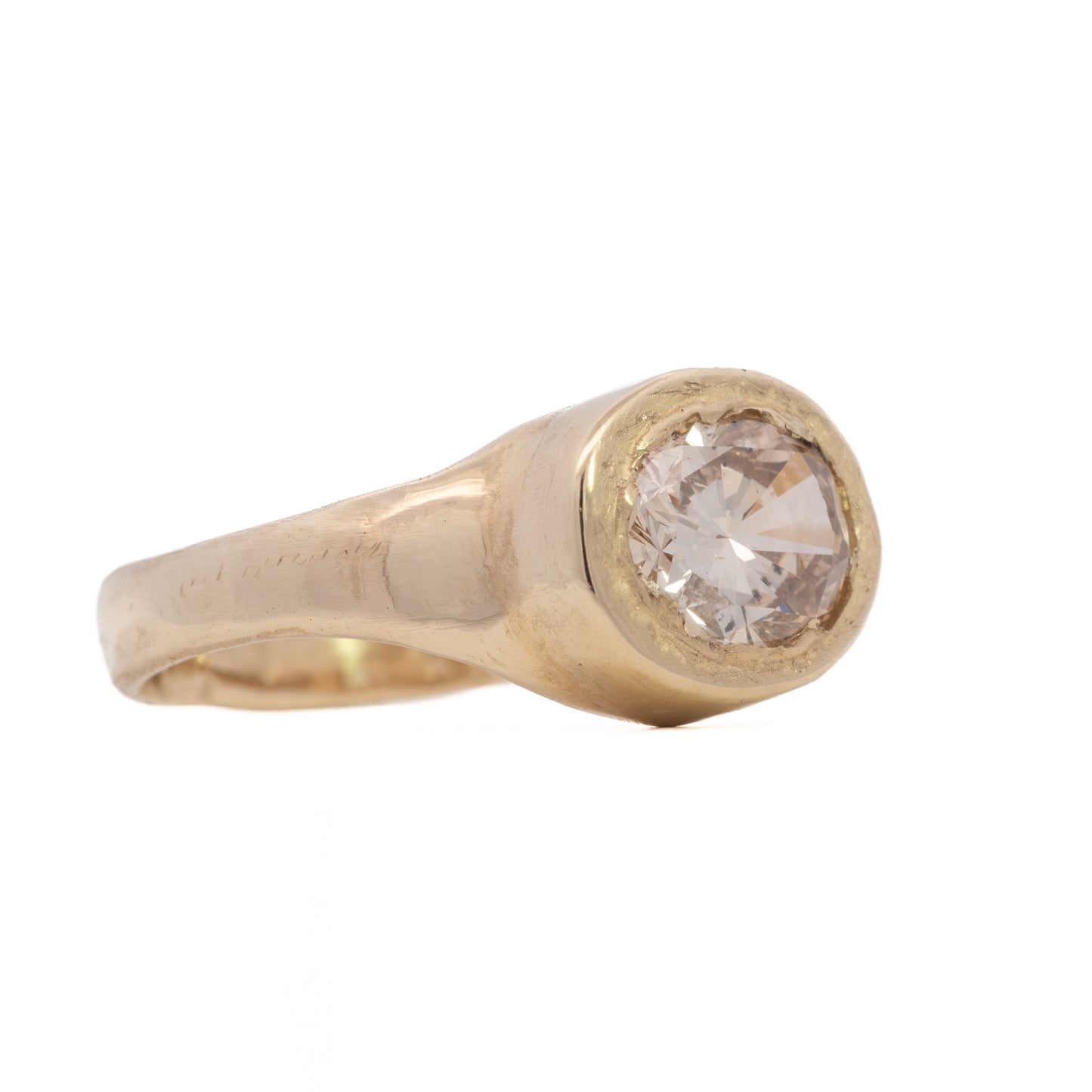 rustic signet ring - natural diamond