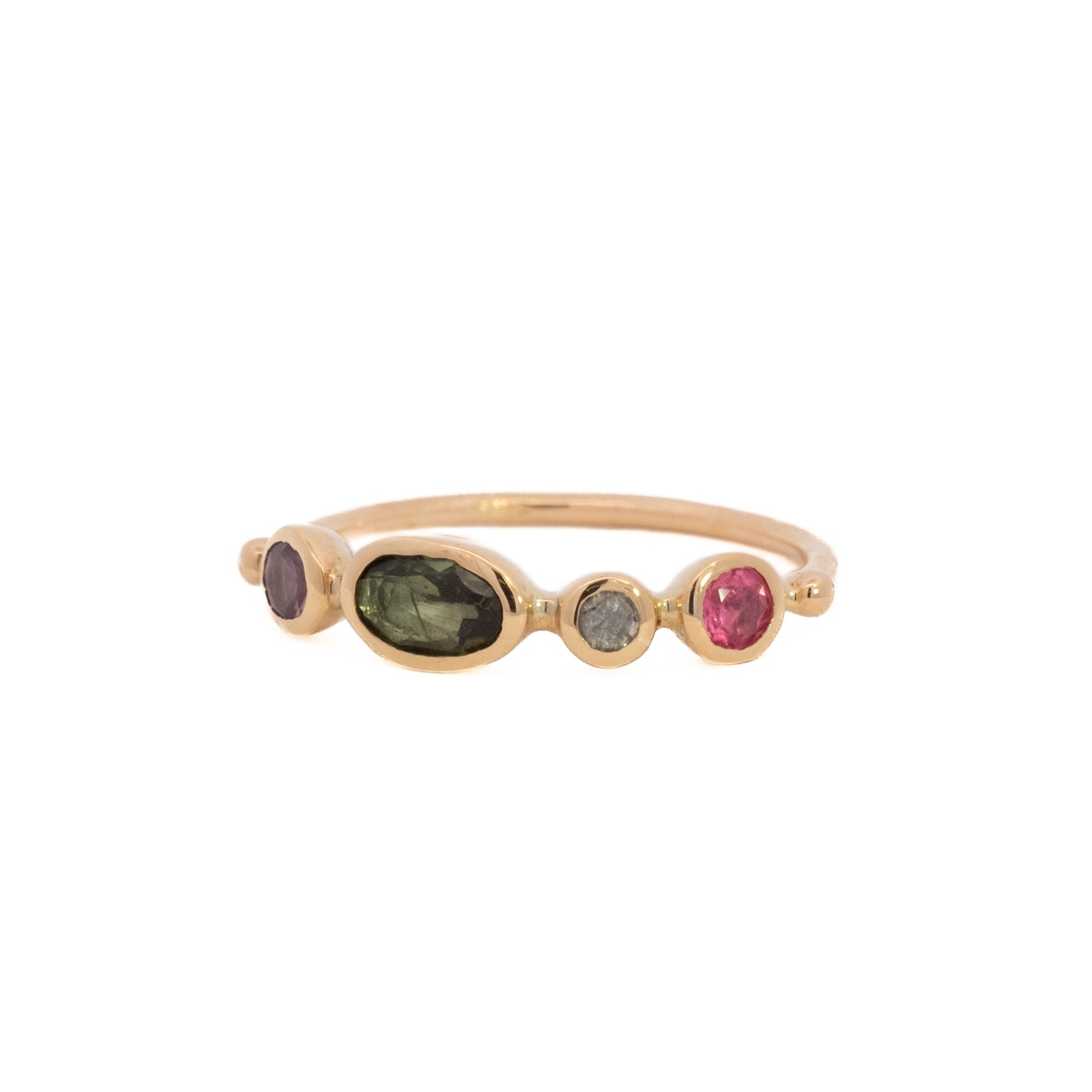simple ring band - sapphire + tourmaline + diamond + spinel
