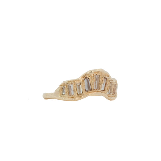 baguette v shape scatter ring - natural chocolate diamond