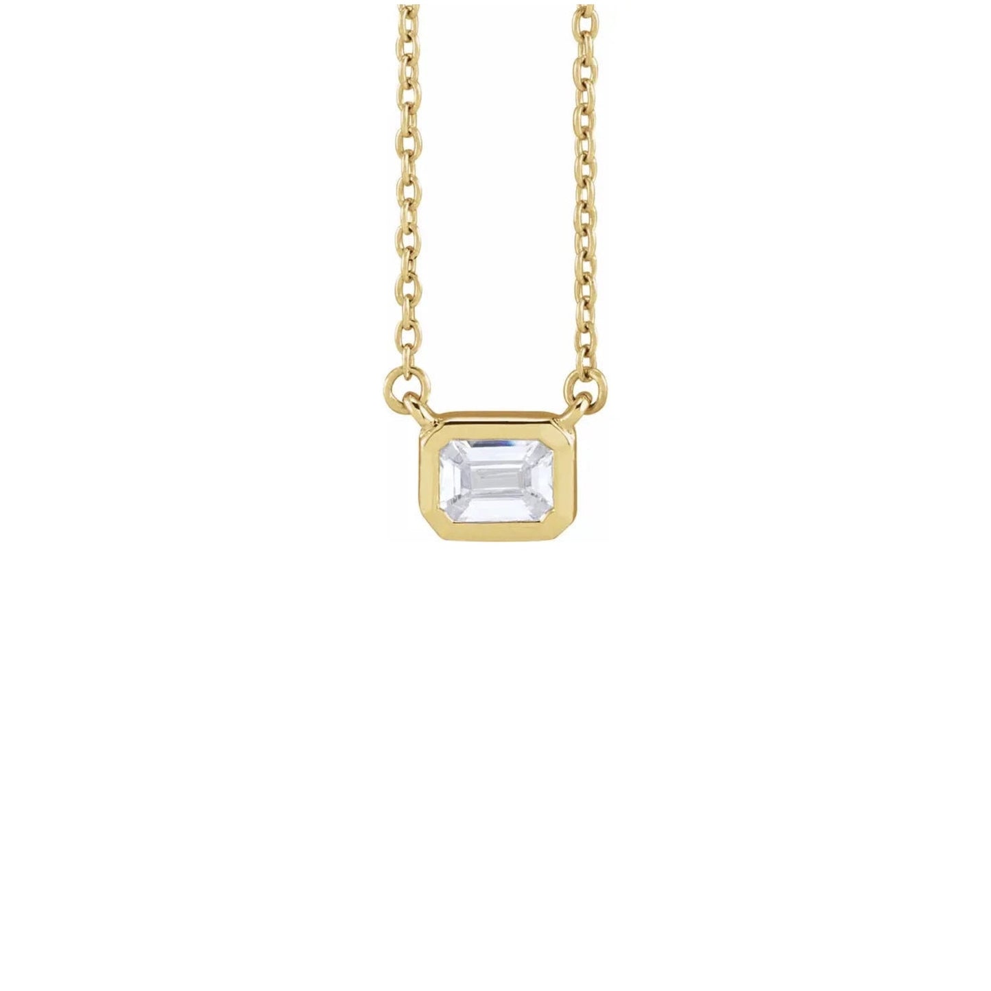 emerald-cut bezel solitaire necklace - grown diamond