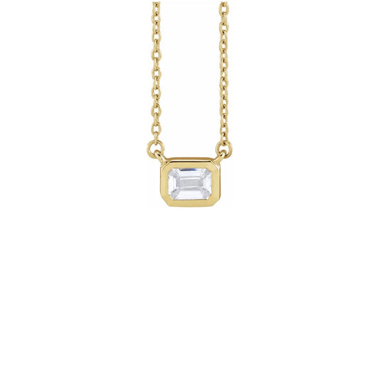 emerald-cut bezel solitaire necklace - grown diamond